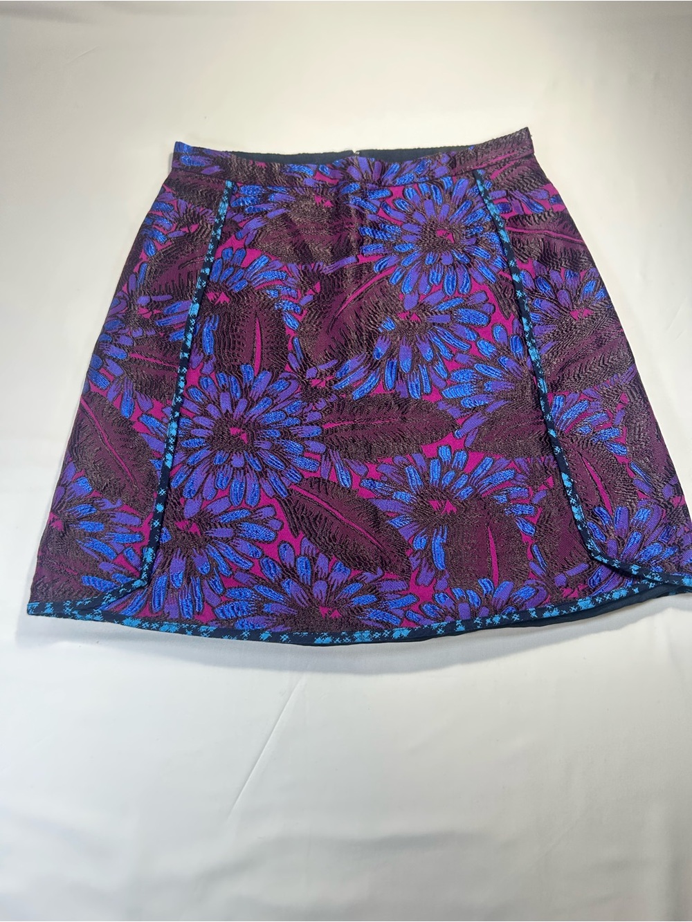 J. Crew Purple and Blue Floral Jacquard Mini Skirt